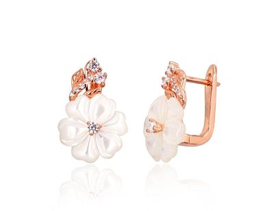 Silver earrings with 'english' lock A2204320PAuRCZPLW Silver 925° red gold Plating Zirkons Motherofpearl "English" lock Silver earrings with 'english' lock A2204320PAuRCZPLW Silver 925° red gold Plating Zirkons Motherofpearl "English" lock