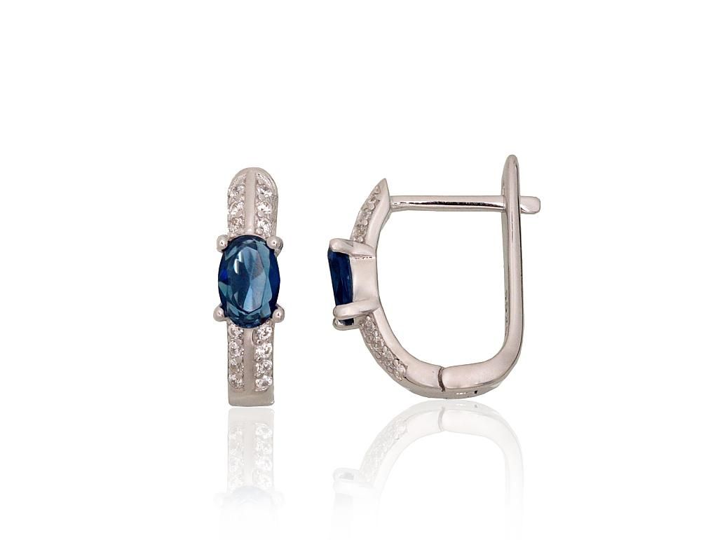 Silver earrings with 'english' lock A2204329PRhGrCZCZB Silver 925° Rhodium Plating Zirkons  "English" lock