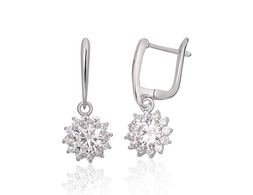 Silver earrings with 'english' lock A2204330PRhGrCZ Silver 925° Rhodium Plating Zirkons  "English" lock