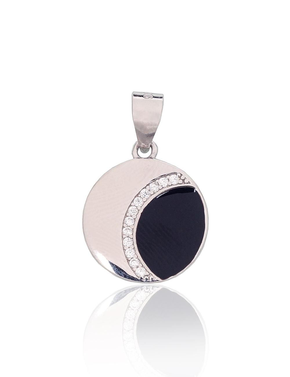 Silver pendant A2301998PRhGrCZMLBK Silver 925° Rhodium Plating Zirkons  Jewelery enamel  Women