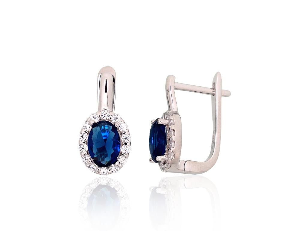 Silver earrings with 'english' lock A2204249PRhGrCZCZB Silver 925° Rhodium Plating Zirkons  "English" lock