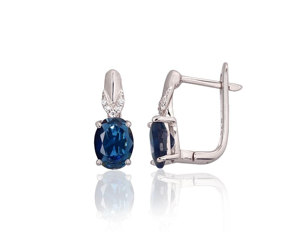 Silver earrings with 'english' lock A2204325PRhGrCZCZB Silver 925° Rhodium Plating Zirkons  "English" lock