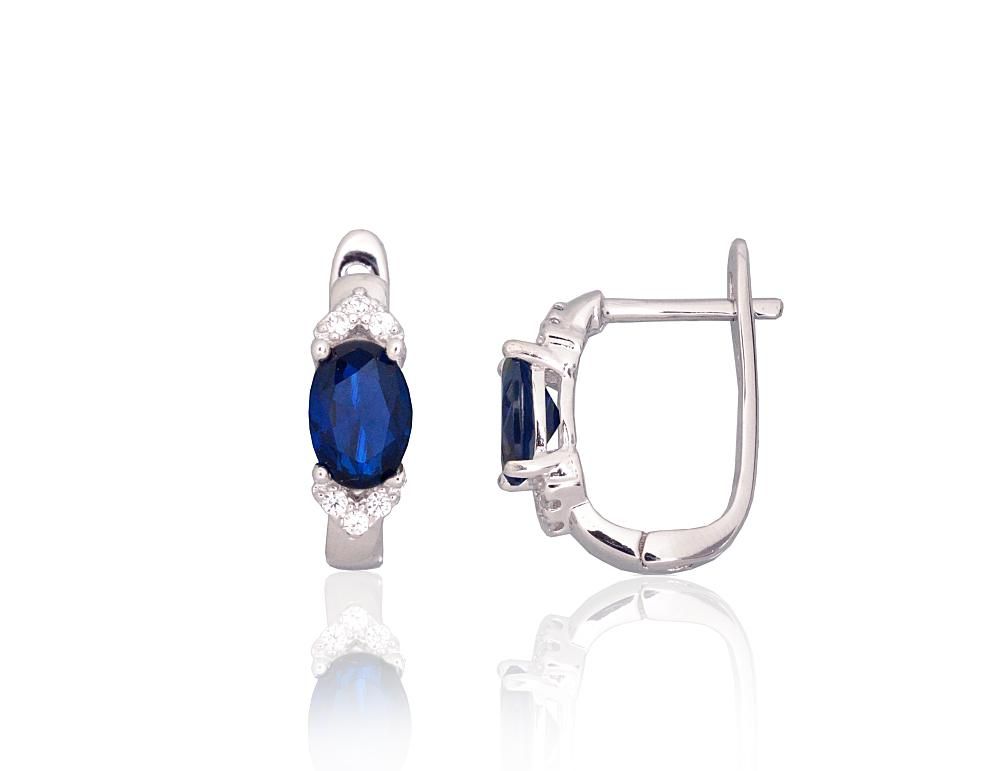 Silver earrings with 'english' lock A2204326PRhGrCZCZB Silver 925° Rhodium Plating Zirkons  "English" lock
