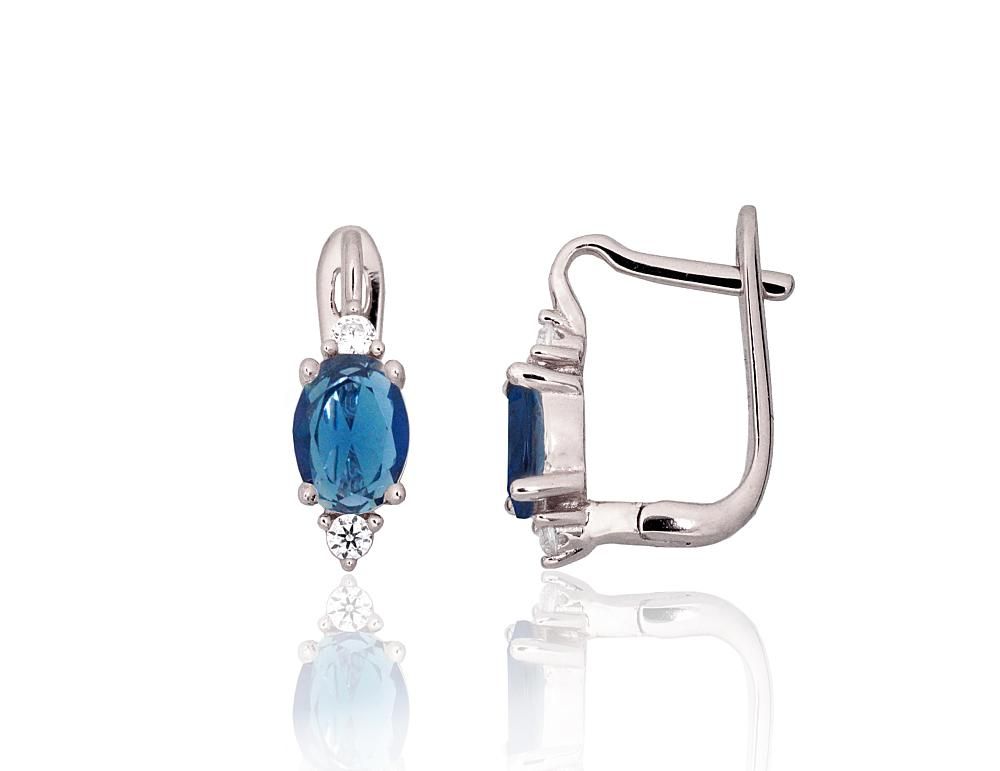 Silver earrings with 'english' lock A2204327PRhGrCZCZB Silver 925° Rhodium Plating Zirkons  "English" lock