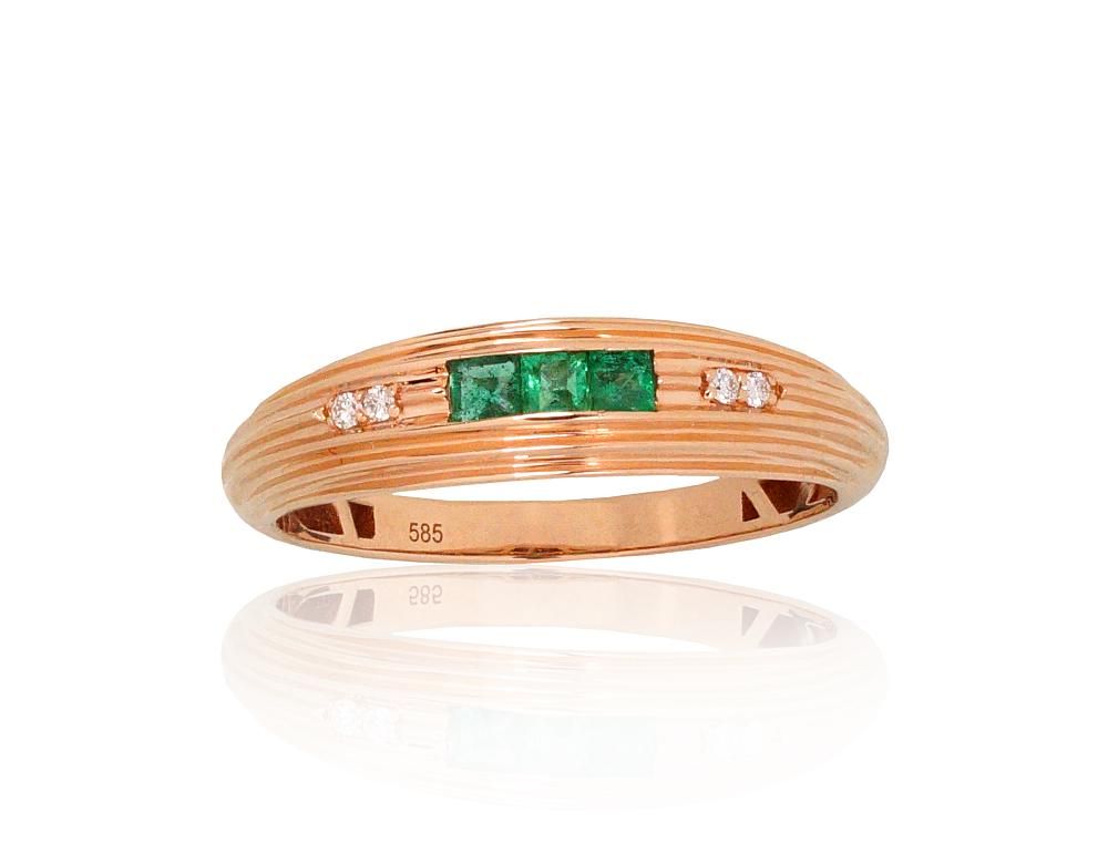 Gold ring A1101260AuRDIEM Red Gold 585° Diamonds  Emerald  With precious stones