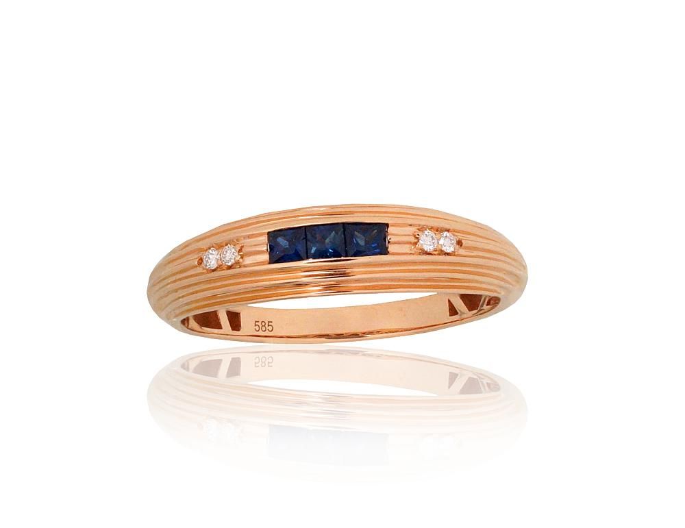 Gold ring A1101260AuRDISA Red Gold 585° Diamonds  Sapphire  With precious stones