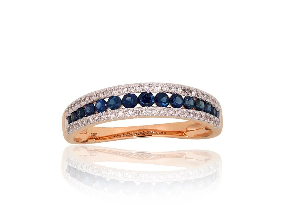 Gold ring A1101261AuRPRhWDISA Red Gold 585° Rhodium Plating  Diamonds  Sapphire  With precious stones