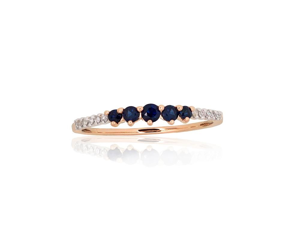 Gold ring A1101262AuRPRhWDISA Red Gold 585° Rhodium Plating  Diamonds  Sapphire  With precious stones