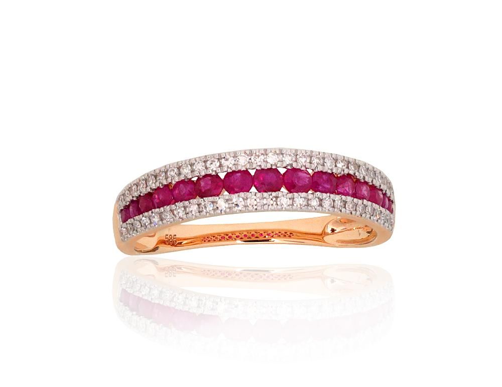 Gold ring A1101261AuRPRhWDIRB Red Gold 585° Rhodium Plating  Diamonds  Ruby  With precious stones