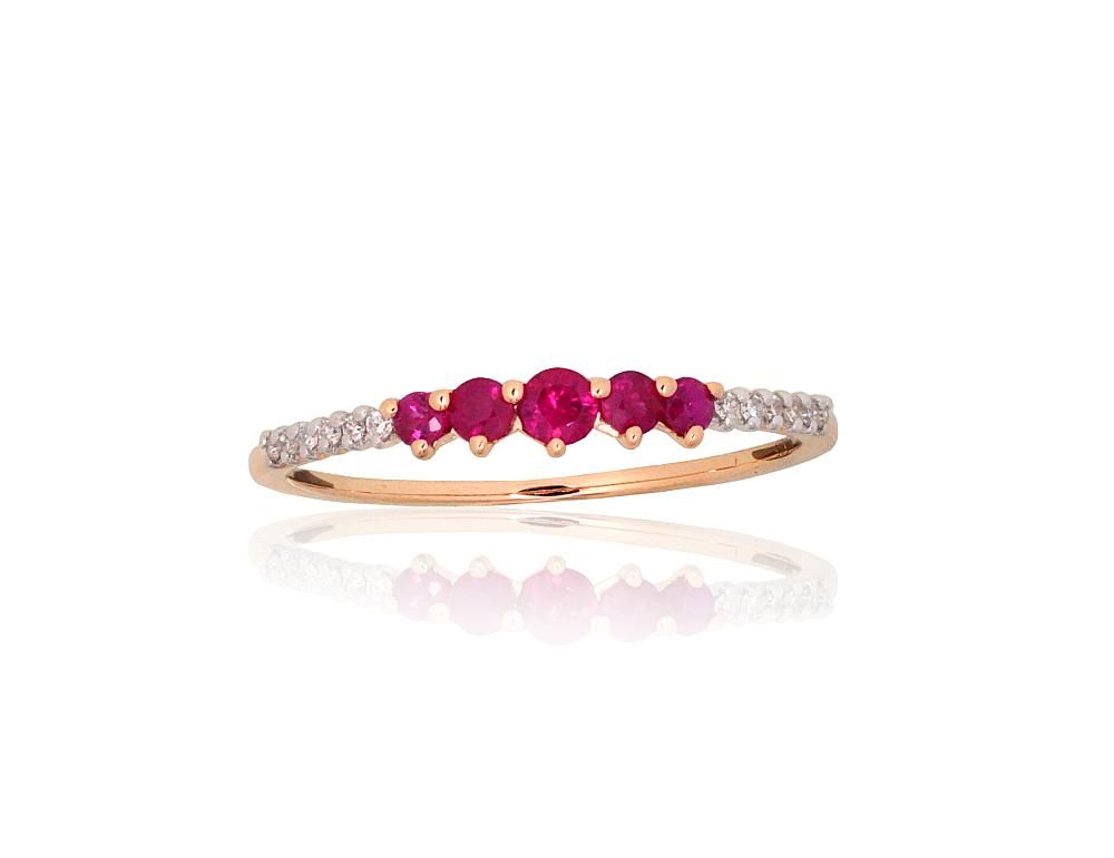 Gold ring A1101262AuRPRhWDIRB Red Gold 585° Rhodium Plating  Diamonds  Ruby  With precious stones