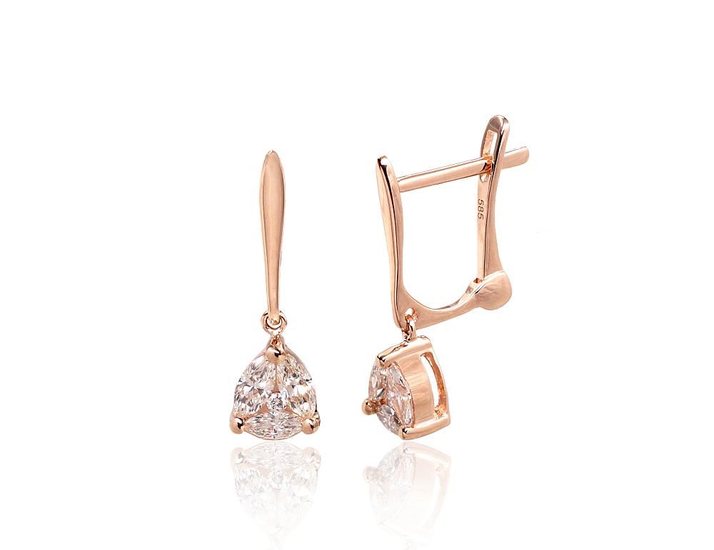 Gold earrings with 'english' lock A1201767AuRDI Red Gold 585° Diamonds  "English" lock