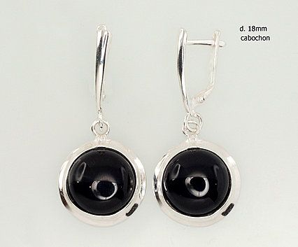 Silver earrings with 'english' lock A2202164ON Silver 925° Onix  "English" lock