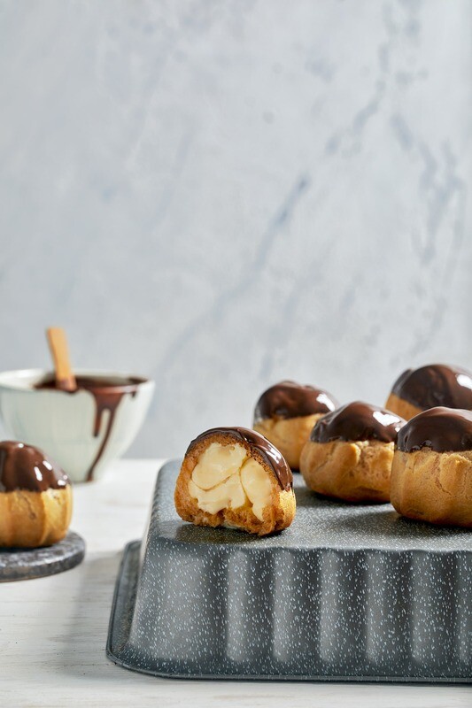 Choux Pastry Cream Puffs - Belgian Chocolate on Top- (24 Piece Batch)