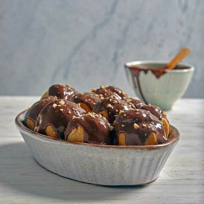 Belgian Chocolate Profiteroles - Filled with wipped cream - (Round Bowl)