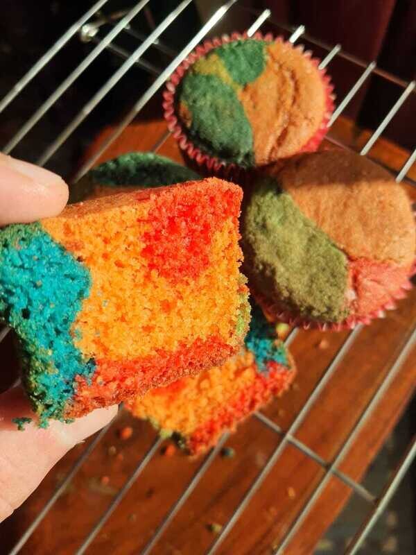 Rainbow Vanilla Cup Cakes (12 Pieces)