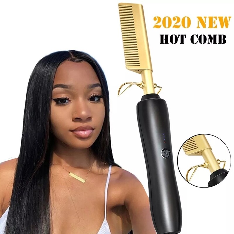 Hair Straightener Flat Irons Straightening Brush Hot Heating Comb Brush Hair Straight Styler