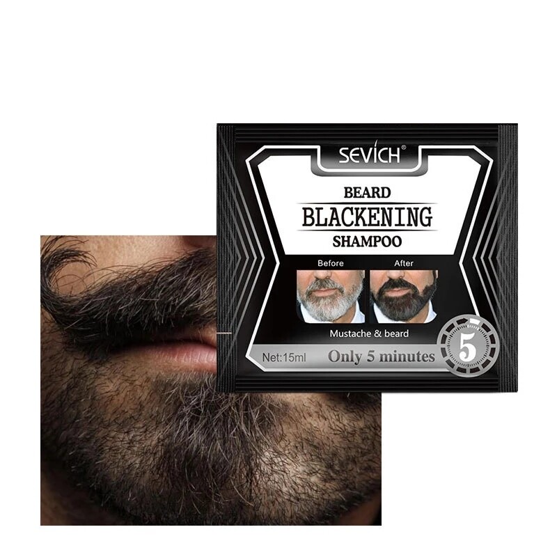 15ml x 5 Beard Blackening Shampoo Plant Essence Into Black Fast Beard Darkening Shampoo Effect To Strengthen And Nourish Beard