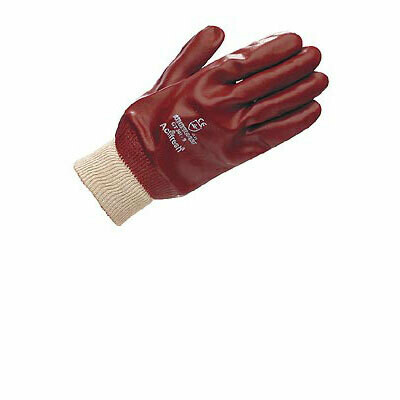 Red PVC Gloves with knitted wrist