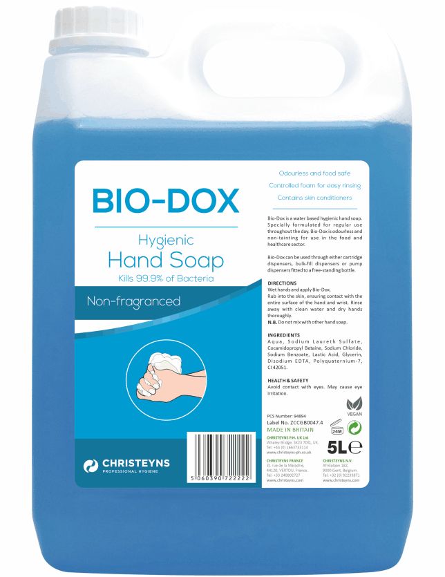 BIO-DOX Hygienic Liquid Hand Soap 2 x 5 litres (Foodsafe)