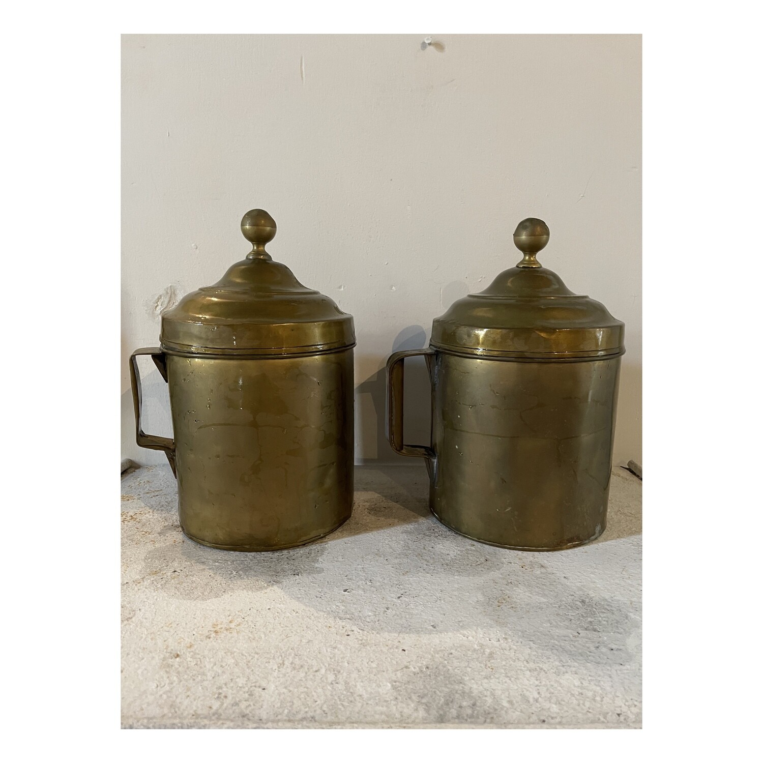Pair !!!!  of French Brass Flour Cannisters   