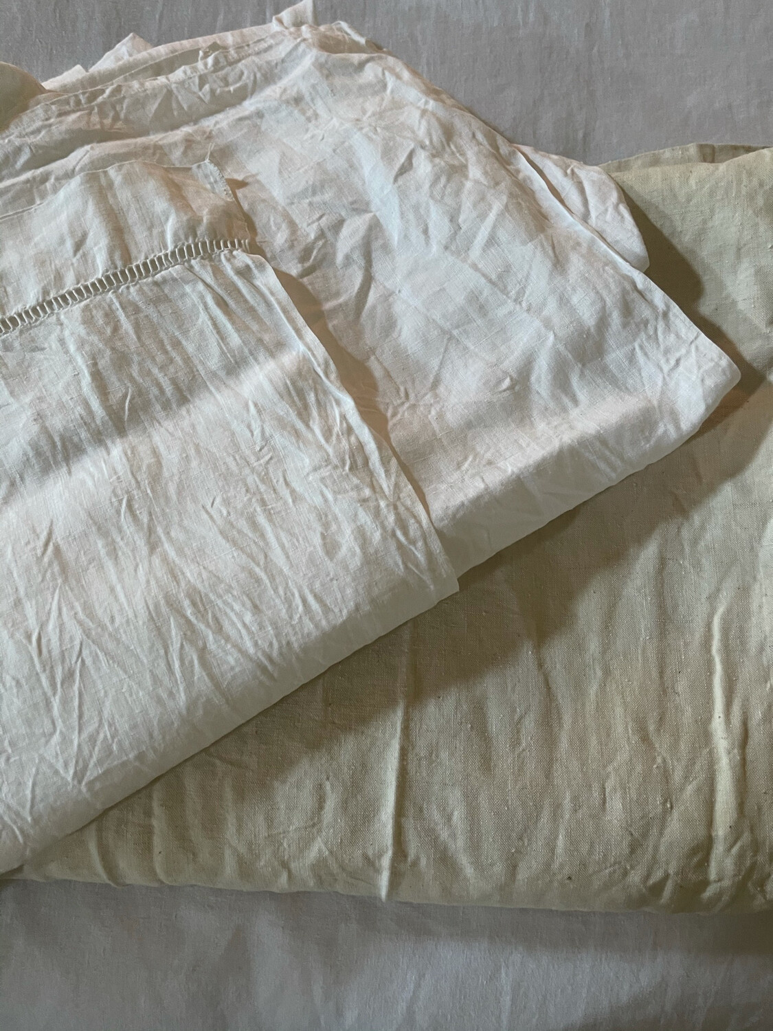 French Antique Large 9 Ft Long X6 Ft Sheet Beautiful Linen In A Fresh White