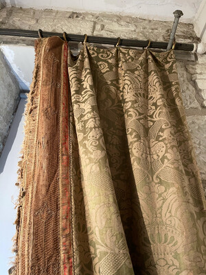 Chateau Antique Curtain In Silk Brocade... Circa 1850 Just A Beautiful Item To Own .... Absolutely Gorgeous Character