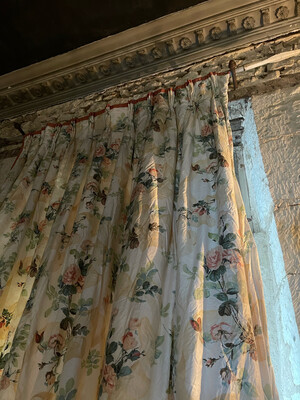 Huge English Country House Interlined Curtain Vintage Cabbage Rose Print ...
