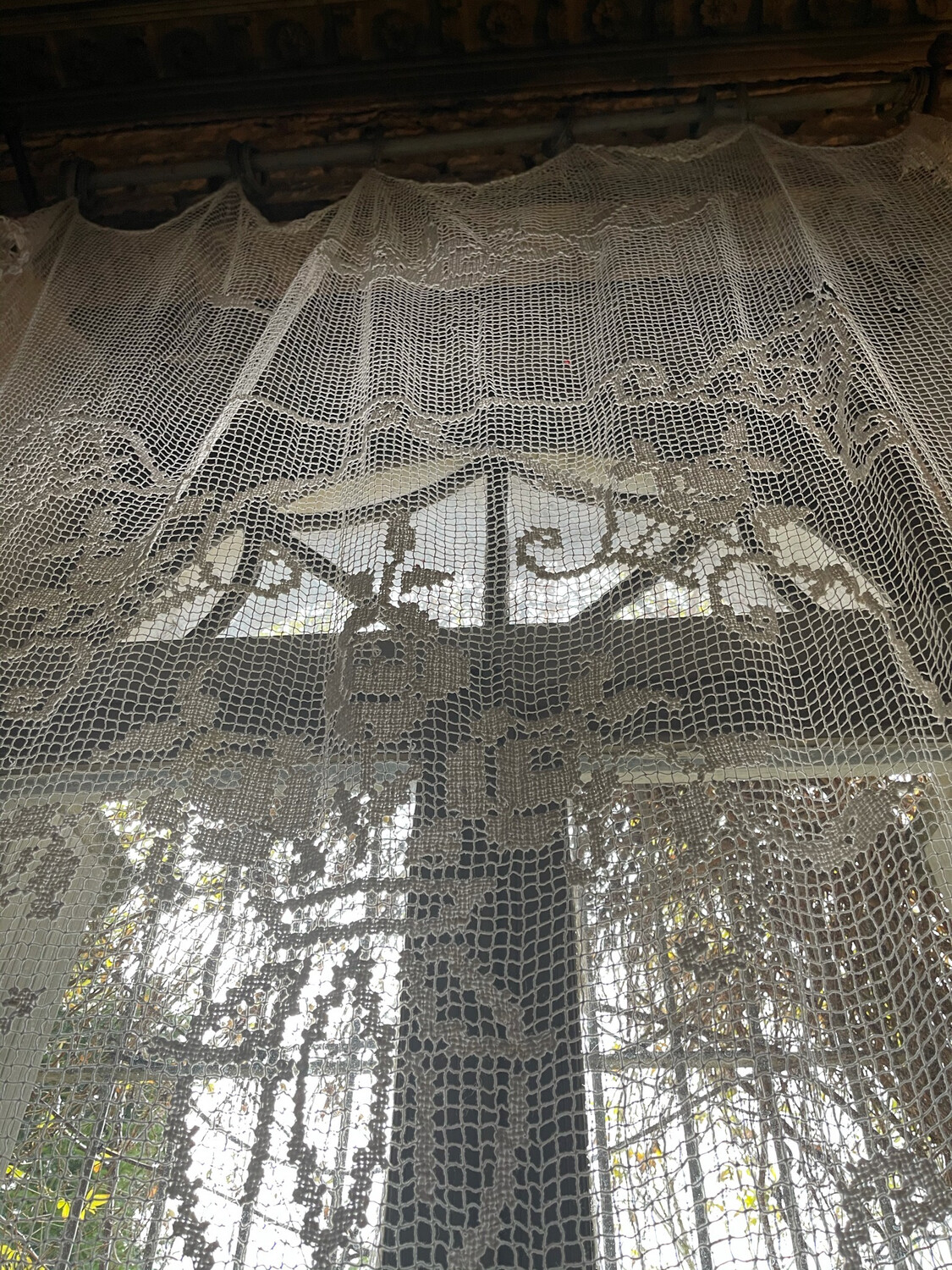 French Vintage Curtain Cotton Lace Crocheted