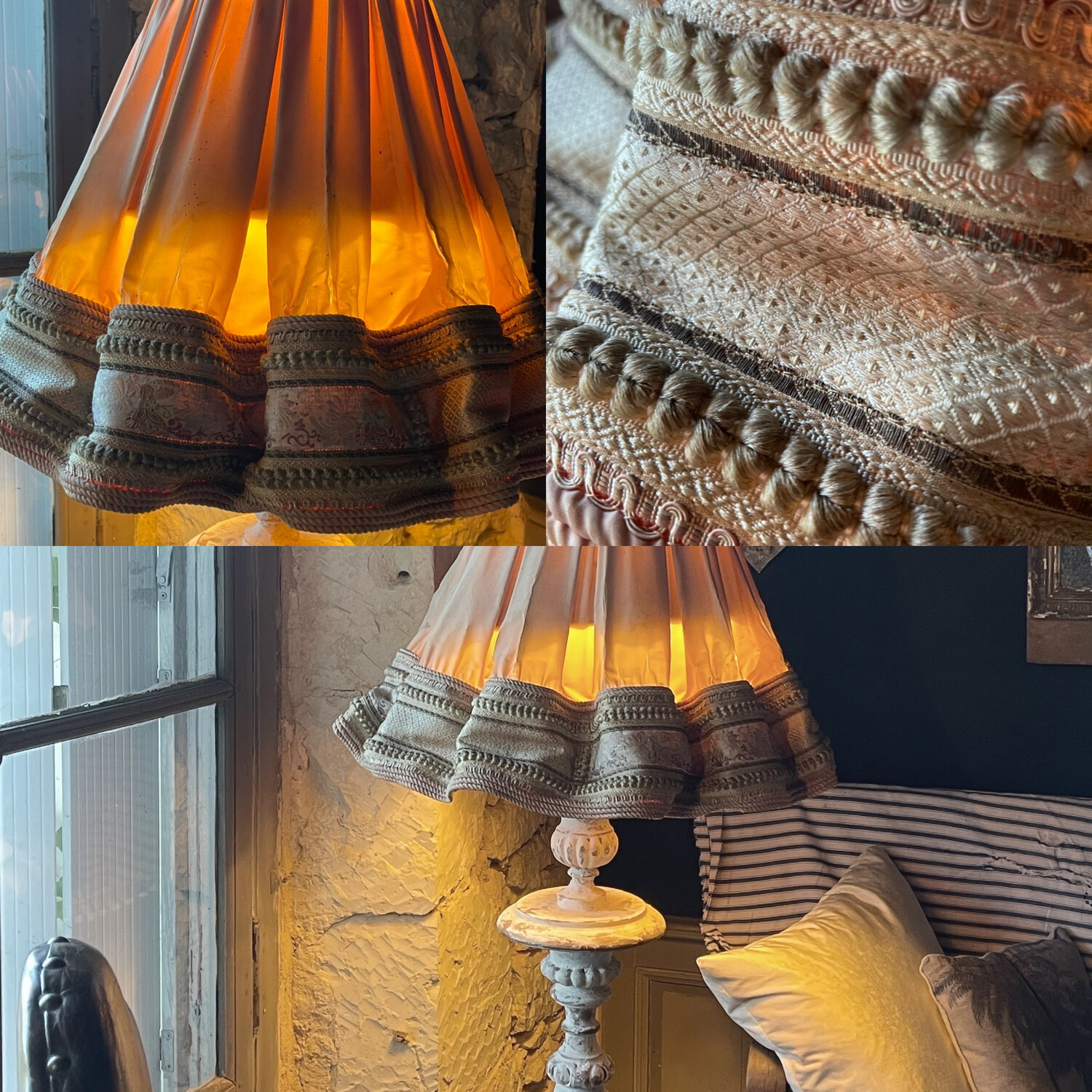 Antique 1920 s ... French Silk Lampshade Rare Find !