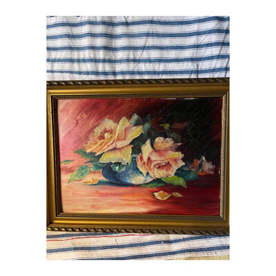 Vintage French Oil On Board In A Gilt Frame