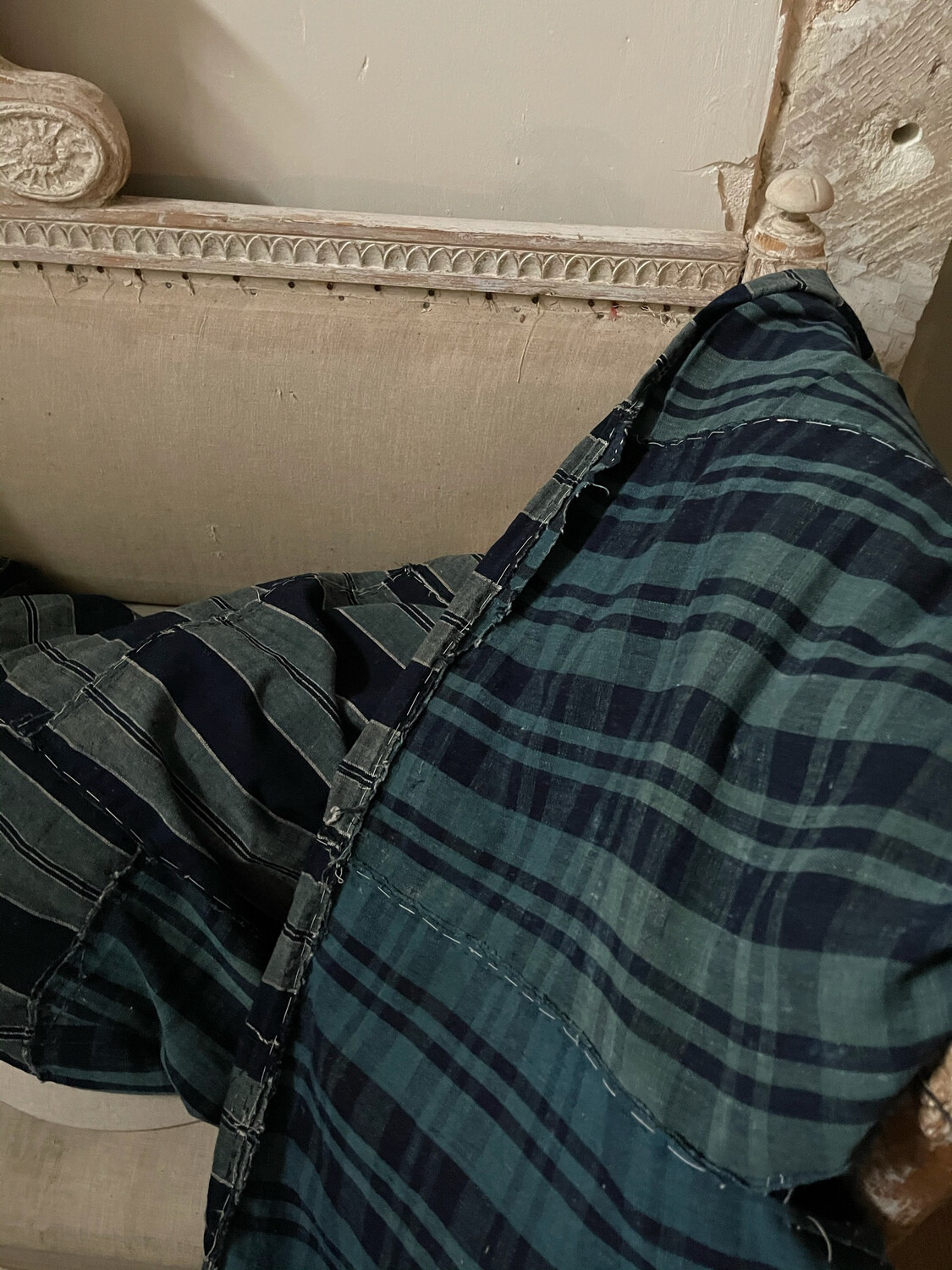 Early French Indigo Check Fabric .... Circa 1800 SOLD OUT 