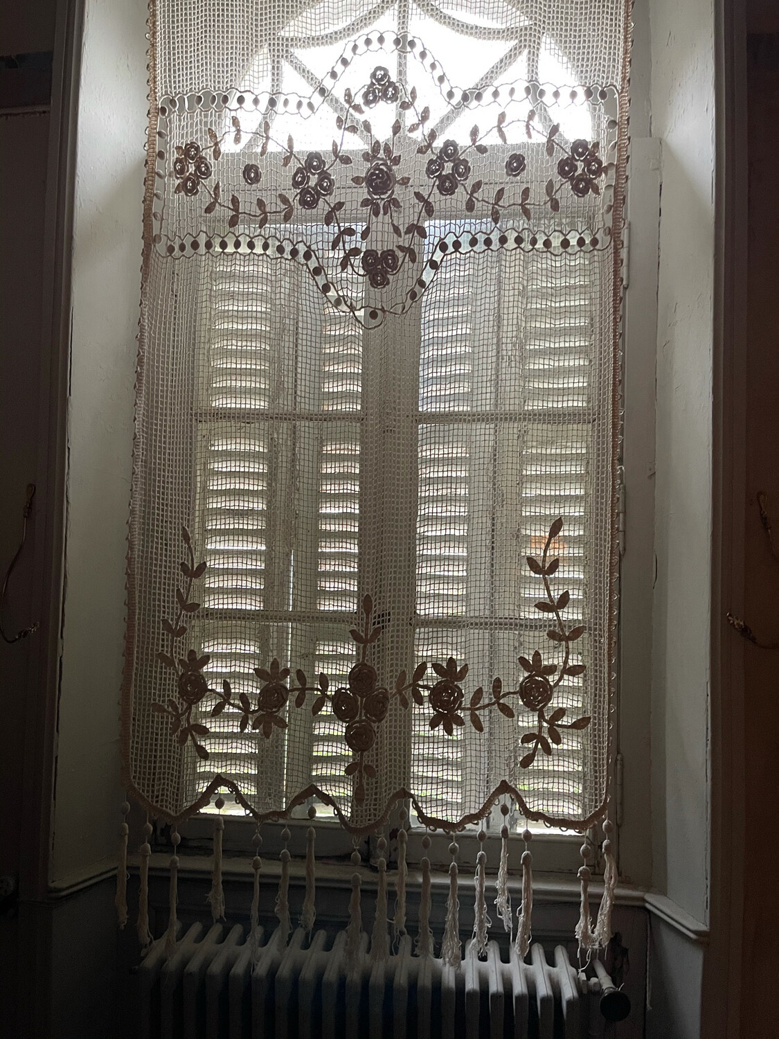 Crocheted Antique French Curtain