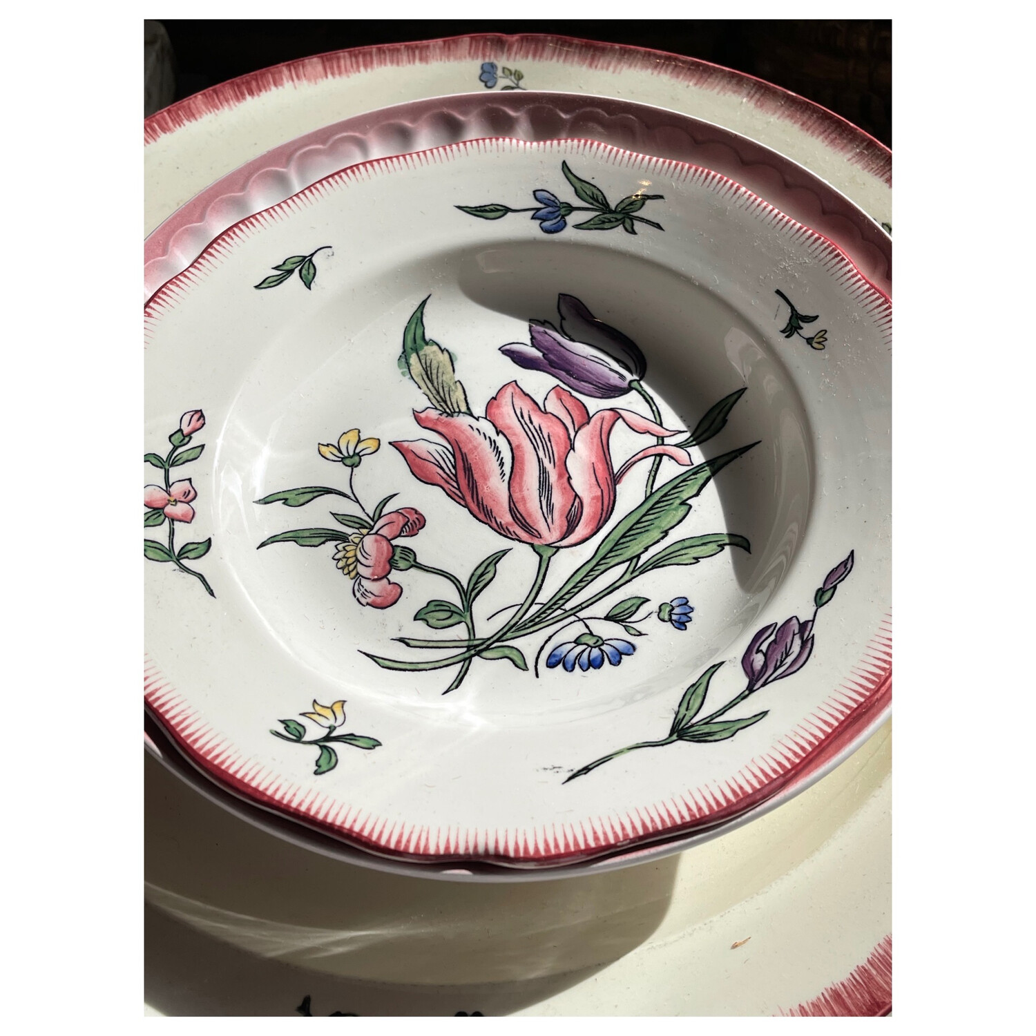 Antique French Faience Tulip Plate