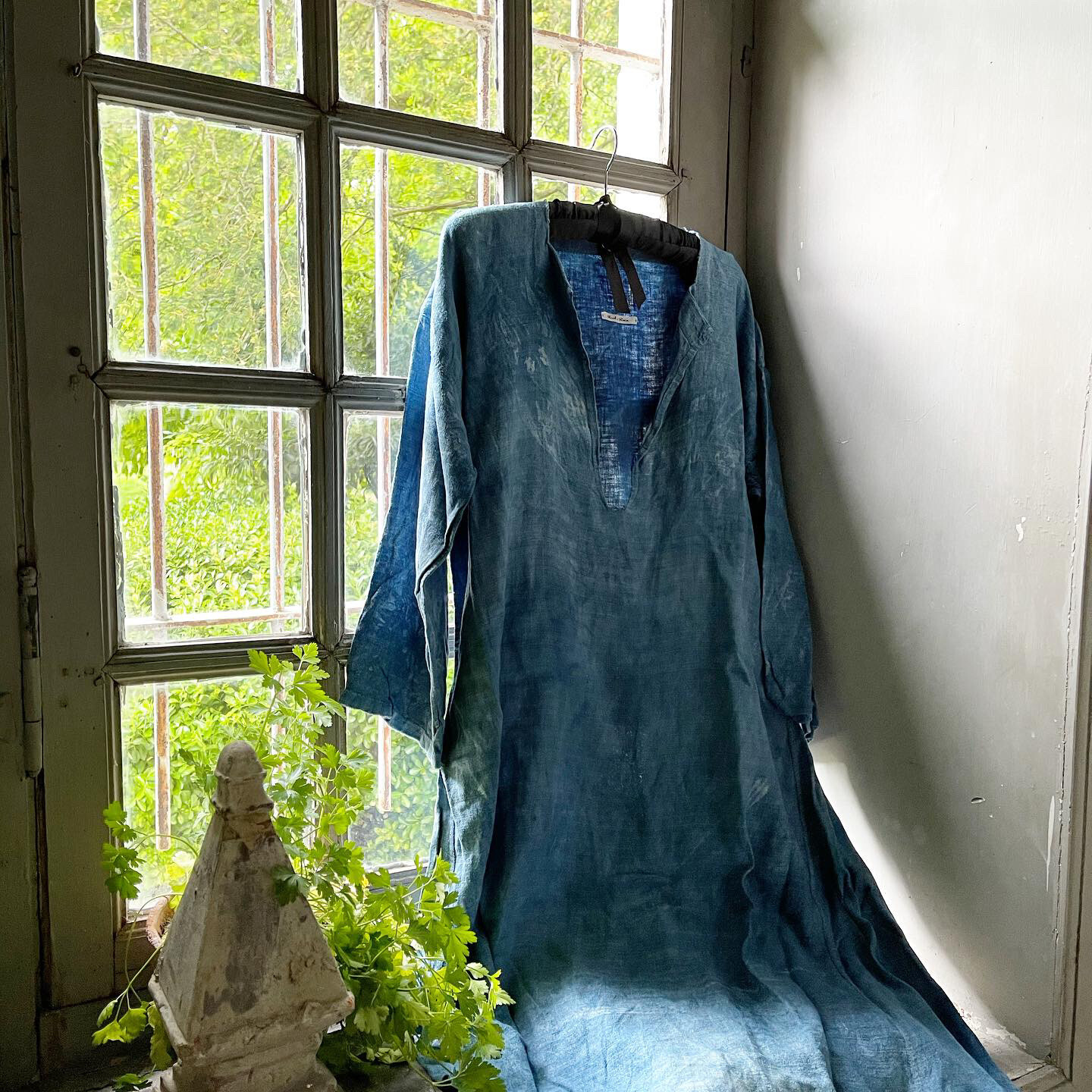Linen French Indigo Antique Work Dress