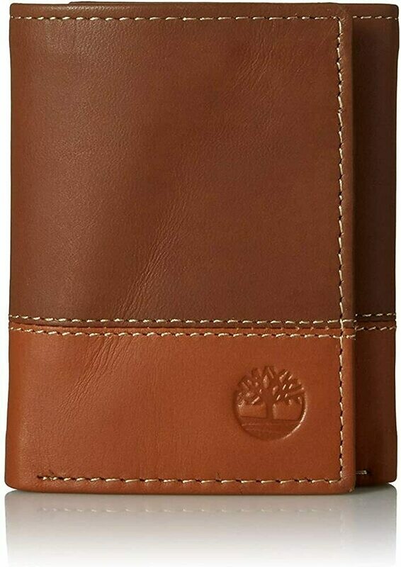 Divo Gue mens Leather Trifold With Id Window Tri Fold Wallet, Brown/Tan, One Size US
