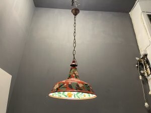 Industrial Hand Painted Light Pendant, 1960s