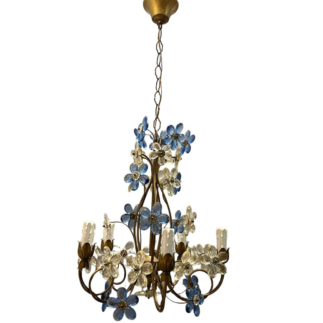 Blue Murano Glass Flower Chandelier, 1960s