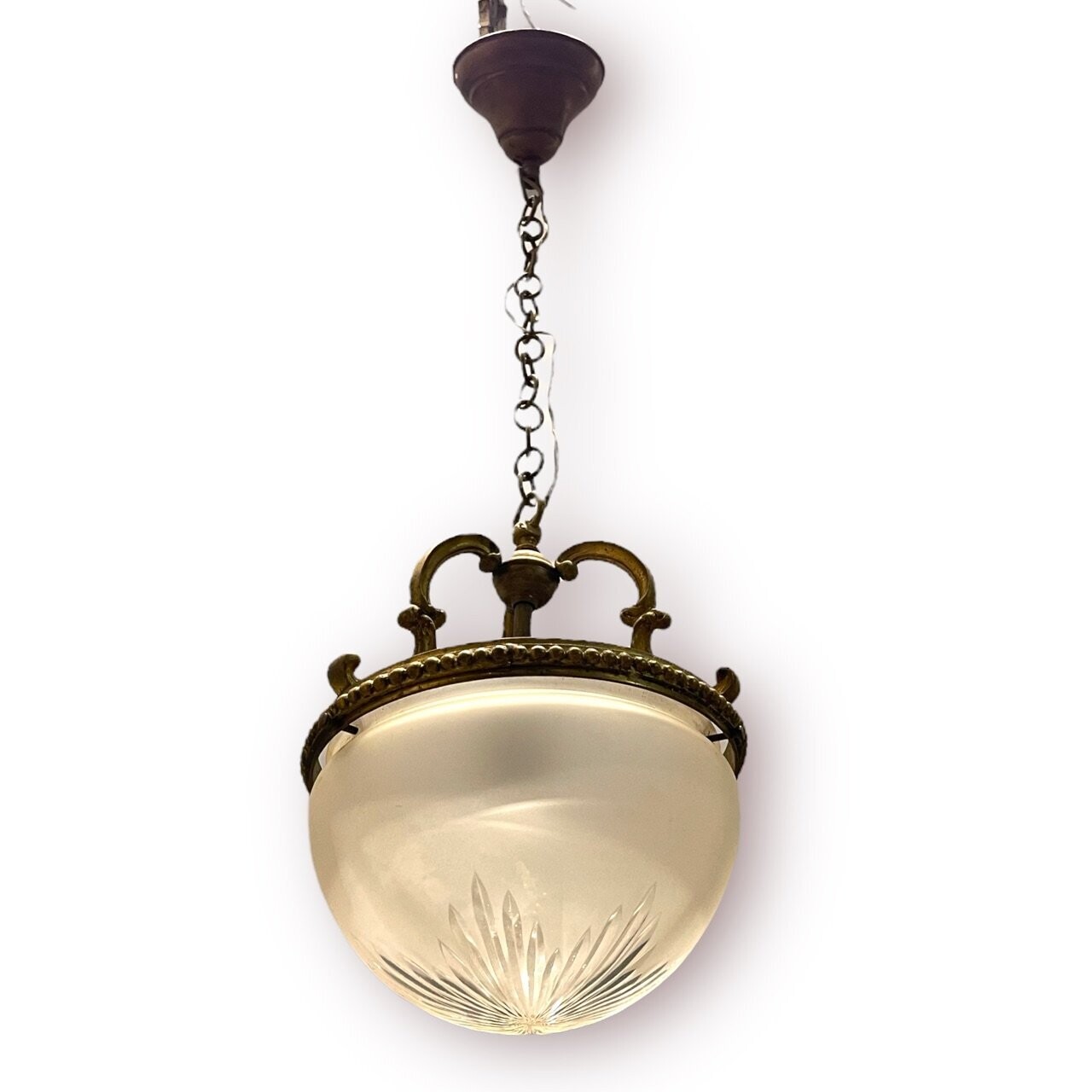 Bronze and Glass Pendant Light, 1950s