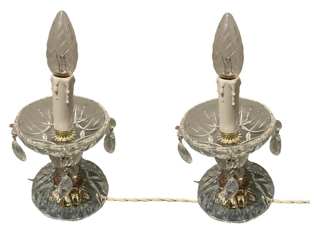 Italian Crystal Table Lamps, 1960s, Set of 2