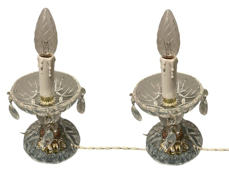 Italian Crystal Table Lamps, 1960s, Set of 2
