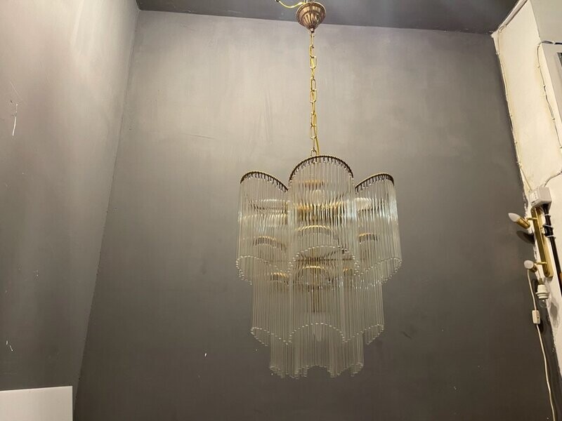 Italian Murano Glass Rod Chandelier, 1970s