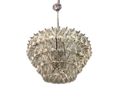 Large Cut Crystal Chandelier, 1970s