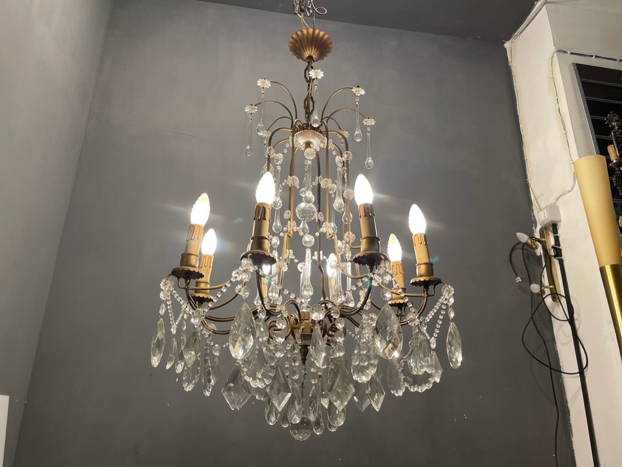 Large Italian Macaroni Murano Glass Chandelier 8 Lights