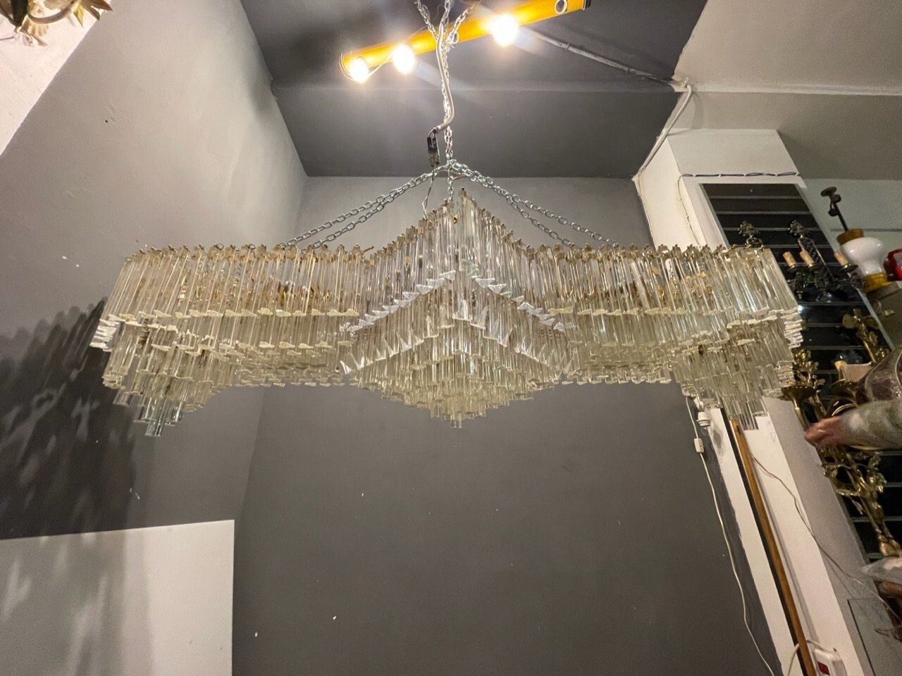 Large Prism Ceiling Light in Murano Glass, 1970s