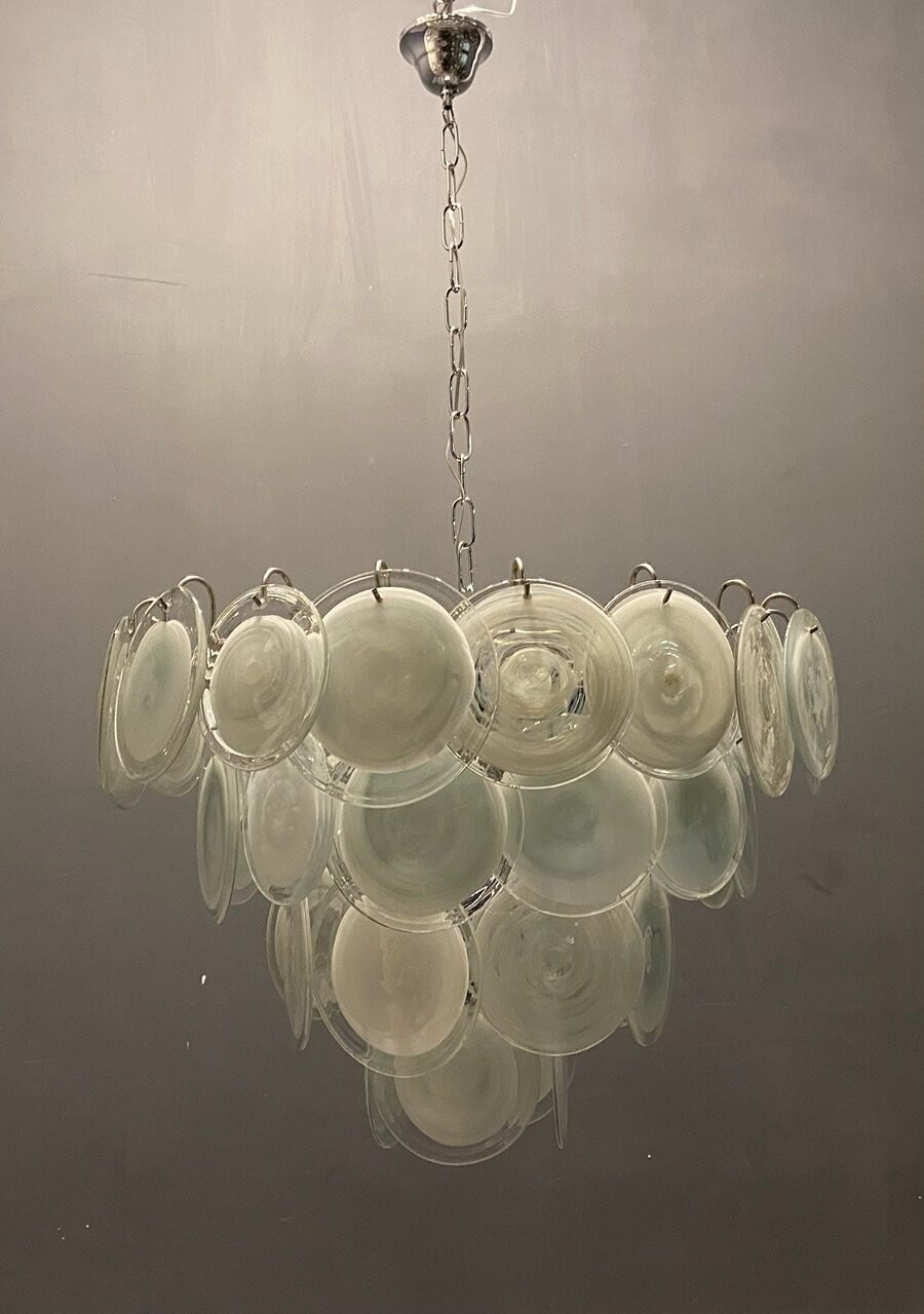 Large Murano Glass Disc Chandelier, 1980s