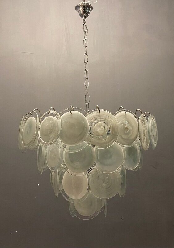 Large Murano Glass Disc Chandelier, 1980s