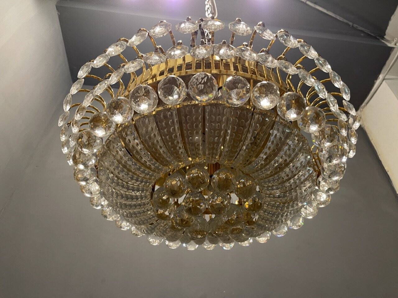 Mid-Century Crystal Ball Flushmount, 1970s