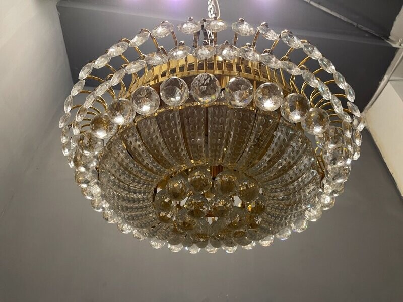 Mid-Century Crystal Ball Flushmount, 1970s