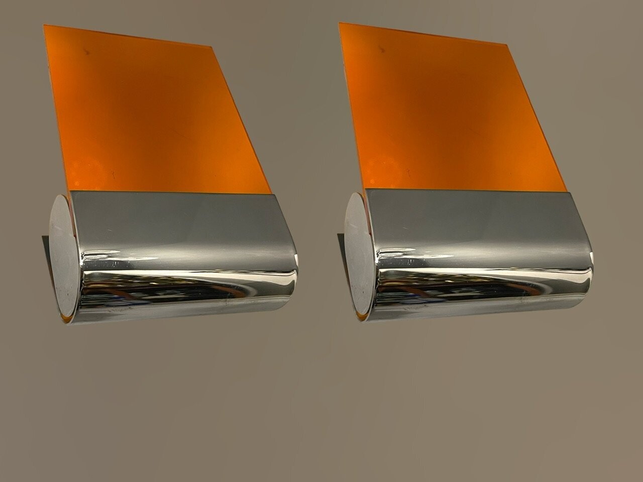 Mid-Century Italian Orange Acrylic Glass Sconces, 1970s, Set of 2