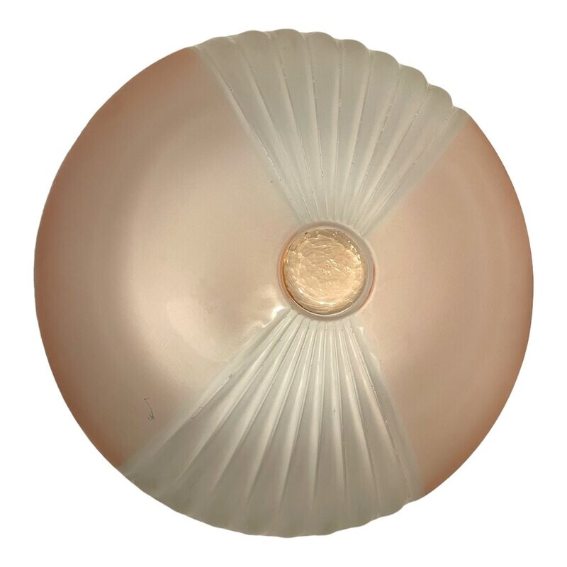 Vintage Flushmount Light in Pink Murano Glass, 1970s
